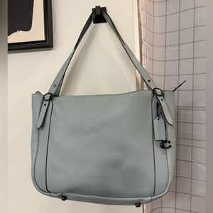 Coach Light Blue Alana Leather Shoulder Tote Bag